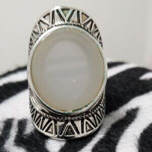 Women Silver Color Imitation Stone Ring Size 7